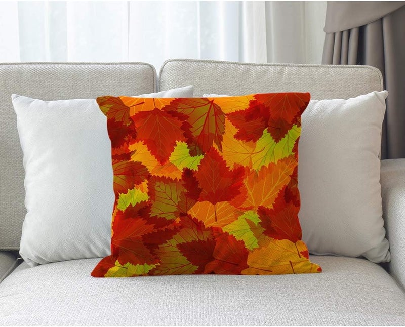 Moslion Maple Leaf Pillows Fall Throw Pillow Cover Autumn Leaves Maple Tree Pillow Case 18x18 Inch Cotton Linen Canvas Square Cushion Decorative Cover Happy Father's Day for Sofa Bedroom Orange - Image 2
